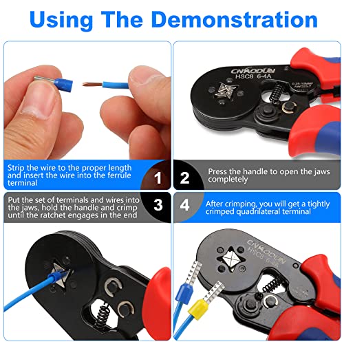 cnaodun Ferrule Crimping Tool Kit, CNAODUN for AWG 23-7 with 1900PCS Wire Ferrules Terminals Self-Adjustable Ratchet Wire Ferrule Crimper - Image 5