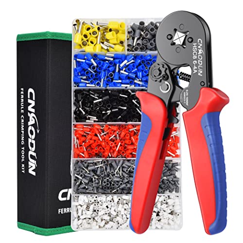 cnaodun Ferrule Crimping Tool Kit, CNAODUN for AWG 23-7 with 1900PCS Wire Ferrules Terminals Self-Adjustable Ratchet Wire Ferrule Crimper - Image 1