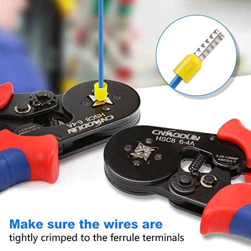 cnaodun Ferrule Crimping Tool Kit, CNAODUN for AWG 23-7 with 1900PCS Wire Ferrules Terminals Self-Adjustable Ratchet Wire Ferrule Crimper - Image 4