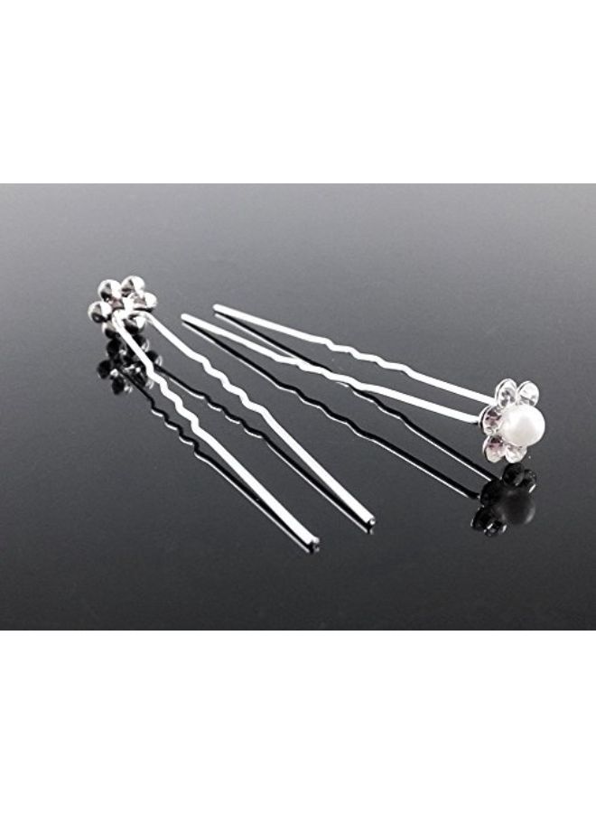Yueton 40Pcs Wedding Bridal Pearl Flower Crystal Hair Pins Clips Women Headwear Hair Accessories - Image 2