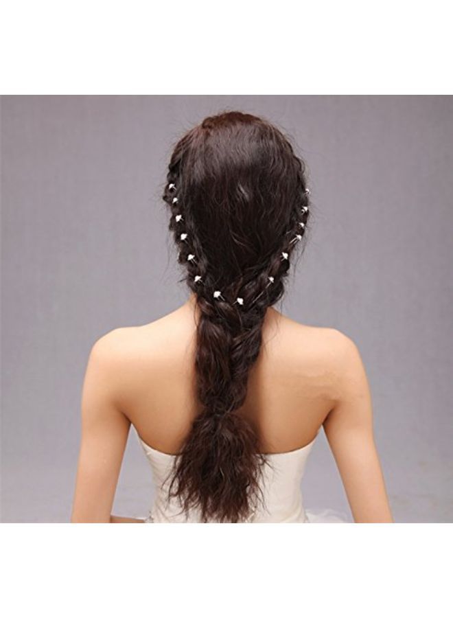 Yueton 40Pcs Wedding Bridal Pearl Flower Crystal Hair Pins Clips Women Headwear Hair Accessories - Image 4