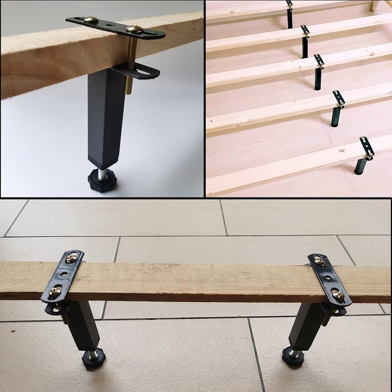 ruiru bro 4Pcs Adjustable Height Center Support Leg for Bed Frame, Steel Bed Frame or Wooden Bed Center Slat Support Leg, Sofa Furniture Cabinet Feet (Grey, Height:10 to 12.6 inch) - Image 2