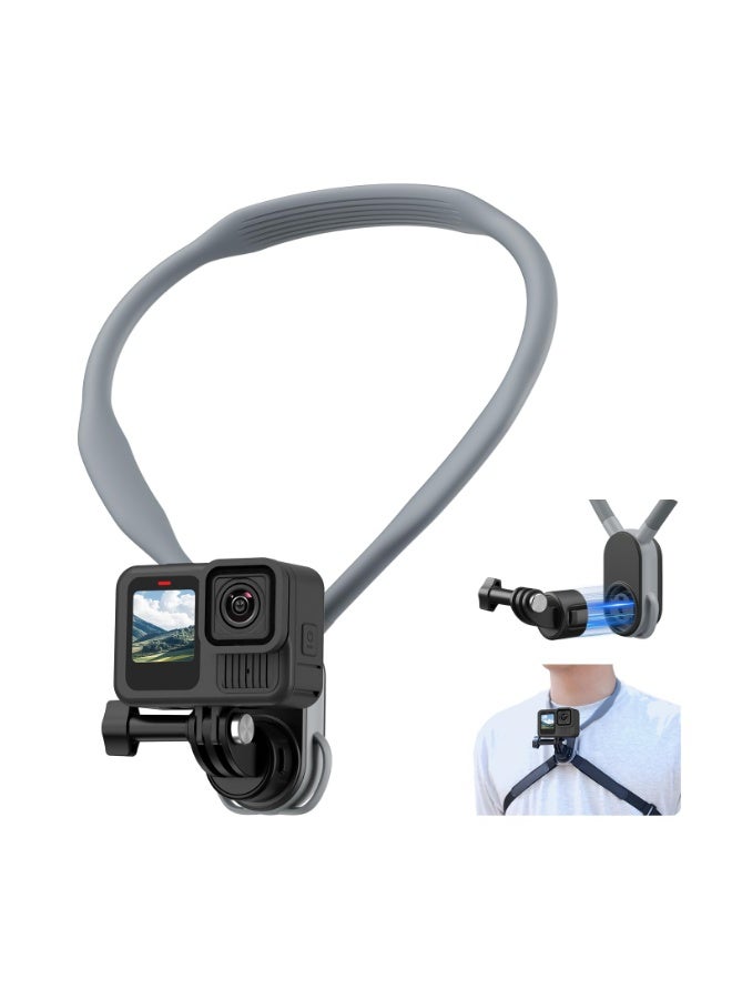 Quick Release Magnetic Neck Mount Hands-Free with Adjustable Chest Strap for GoPro DJI Insta360 Action Cameras - Image 1