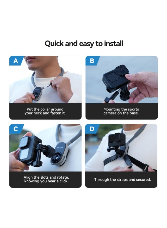 Quick Release Magnetic Neck Mount Hands-Free with Adjustable Chest Strap for GoPro DJI Insta360 Action Cameras - Image 4