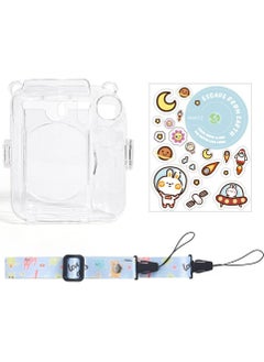 Fankalo Clear Camera Case for Fujifilm Instax Mini 12 Instant Camera,Mini 12 Hard Case with Photo Pocket Holds on Back and Adjustable Shoulder Strap & Cute Camera Sticker (Blue)  - Image 2