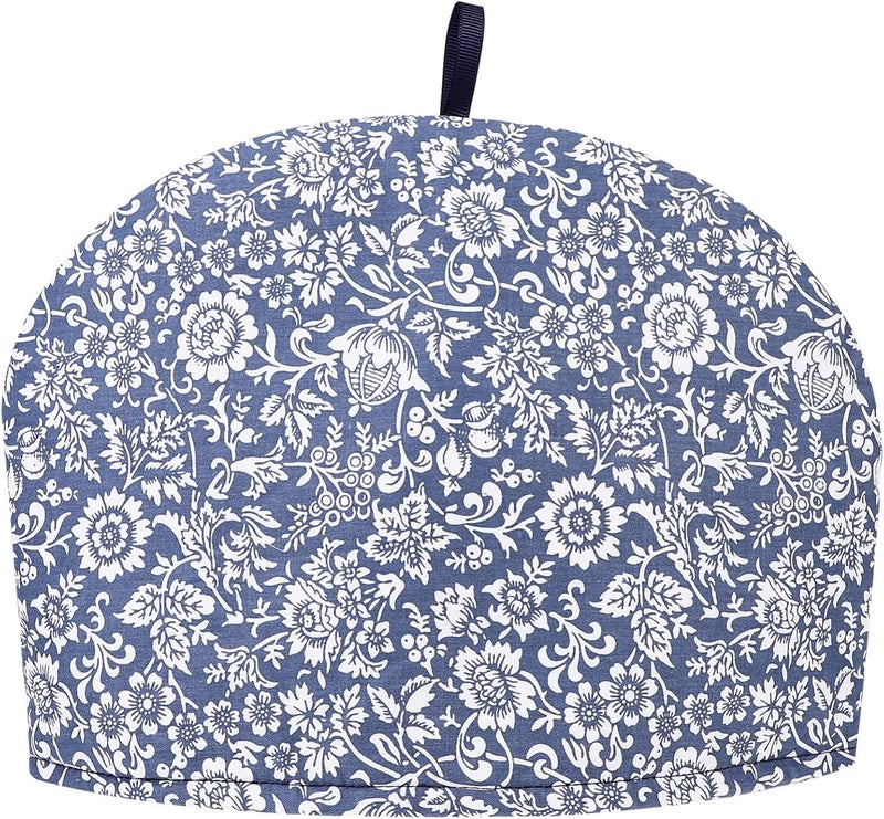 Luxshiny Cotton Tea Cosy, Teapot Cozy Cover Teapot Cover Warmer Flower Pattern Tea Pot Cozy for Kitchen Home Restaurant (Dark Blue) - Image 1
