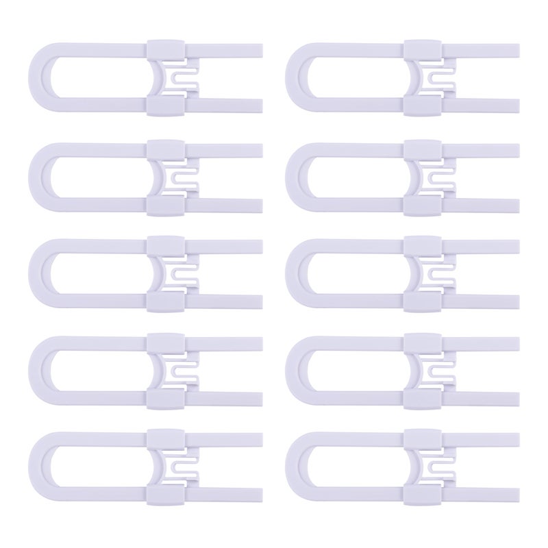 Sliding Cabinet Locks Baby Proofing Adjustable Child Safety Latches for Knobs Handles 10 Pack No Adhesive Drilling or Tools Gray