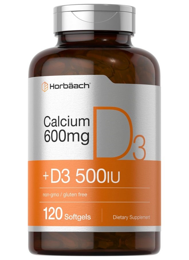 Horbaach Horbäach Calcium Supplement with Vitamin D3 | 600 mg | 120 Softgels | Non-GMO and Gluten Free  - Image 1