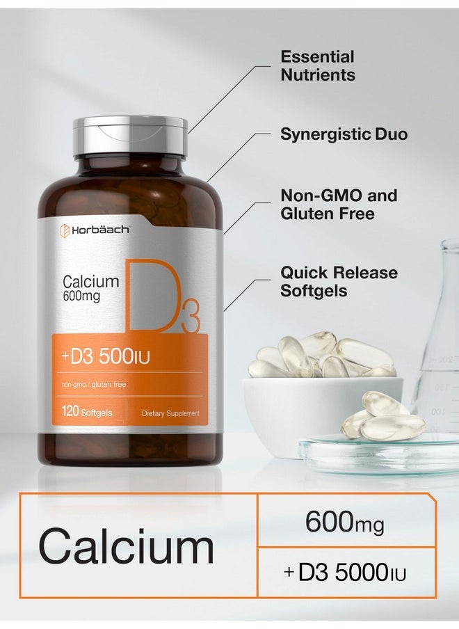 Horbaach Horbäach Calcium Supplement with Vitamin D3 | 600 mg | 120 Softgels | Non-GMO and Gluten Free  - Image 4