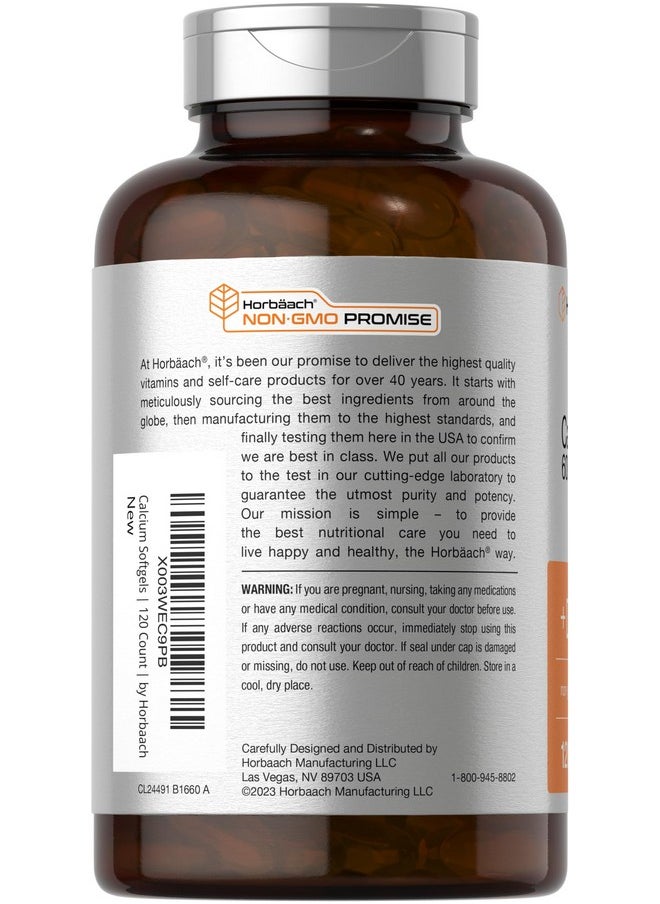 Horbaach Horbäach Calcium Supplement with Vitamin D3 | 600 mg | 120 Softgels | Non-GMO and Gluten Free  - Image 3