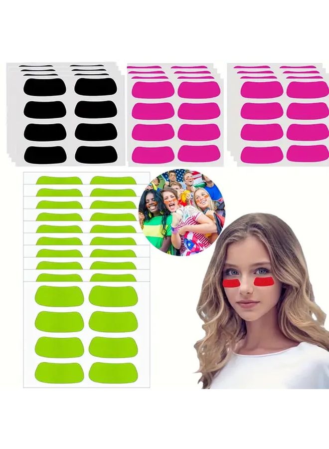 Red Football Face Stickers 120pcs Breathable Under Eye Black Strips For Sports Game Day - Image 1