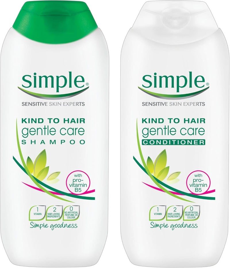 Simple Kind to Hair Gentle Shampoo and Conditioner 200ml Set Enriched with ProVitamin B5 Sensitive SkinFriendly 2 Pack