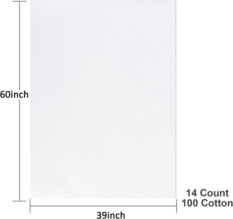 Donmon Aida Cloth 14 Count Cross Stitch Fabric,60×39inch (White) - Image 2
