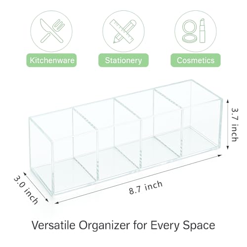elysolpluv Clear Acrylic 4Compartment Organizer Box Large 87 30 37 Handcrafted EcoFriendly Minimal Packaging Home Storage Organizer - Image 3