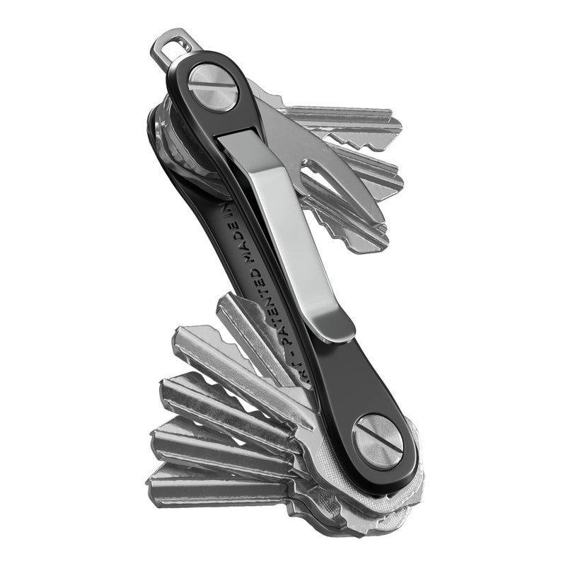 key smart KeySmart Rugged - Multitool Key Holder for Keychain w/Bottle Opener and Pocket Clip, Organizer for Keys, EDC Keychains, Ring for Car Fobs Key Chains, Expandable (Up to 14 Keys, Black) - Image 1