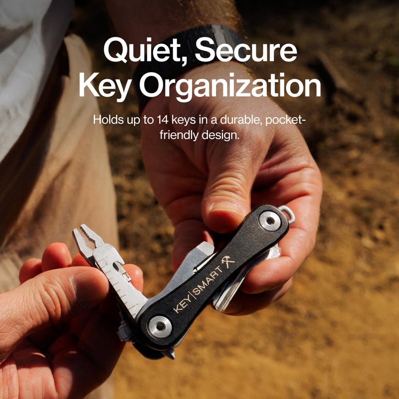 key smart KeySmart Rugged - Multitool Key Holder for Keychain w/Bottle Opener and Pocket Clip, Organizer for Keys, EDC Keychains, Ring for Car Fobs Key Chains, Expandable (Up to 14 Keys, Black) - Image 3