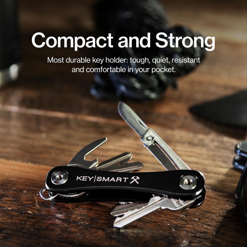 key smart KeySmart Rugged - Multitool Key Holder for Keychain w/Bottle Opener and Pocket Clip, Organizer for Keys, EDC Keychains, Ring for Car Fobs Key Chains, Expandable (Up to 14 Keys, Black) - Image 2