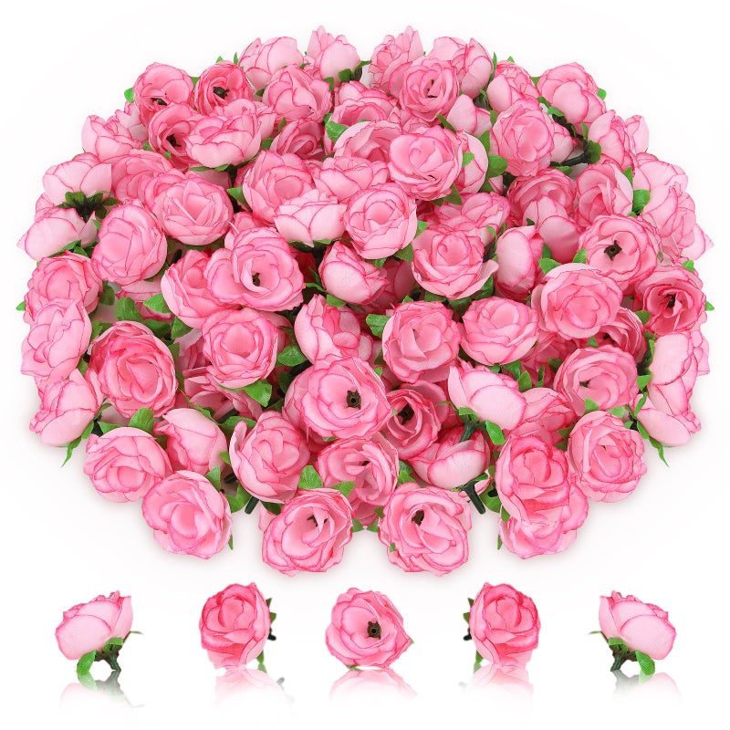 AWARDSEN 100pcs 1.3 Inch Pink Roses Artificial Flowers Silk Mini Pink Roses Head Bulk Fake Pink Rose for Wedding Party DIY Centerpieces Decor - Image 1