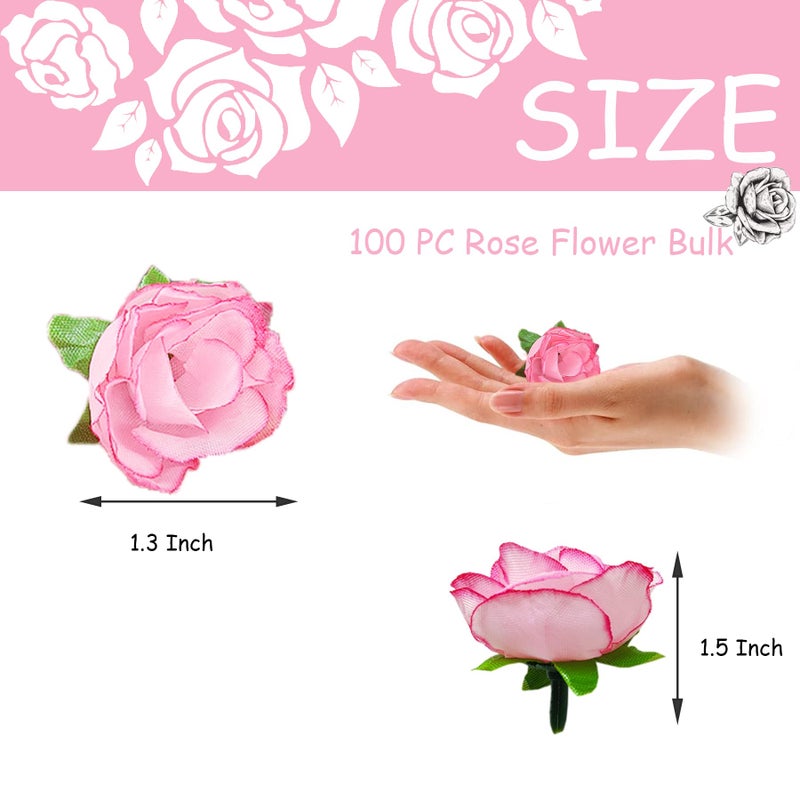 AWARDSEN 100pcs 1.3 Inch Pink Roses Artificial Flowers Silk Mini Pink Roses Head Bulk Fake Pink Rose for Wedding Party DIY Centerpieces Decor - Image 3