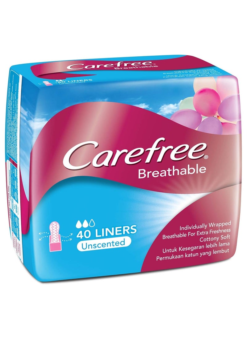 Carefree Breathable Panty Liners,Irritation Free Protection,Cottony Soft,40 Liners  - Image 1