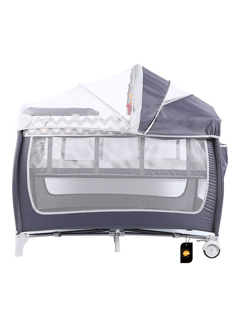 Foldable Baby Bed With Storage Bag, Wheels, Mosquito Net, Mattress, Arch Toy And Changing Table, 110 X 76 X 76 CM,  0 To 3 Years Old - Image 1