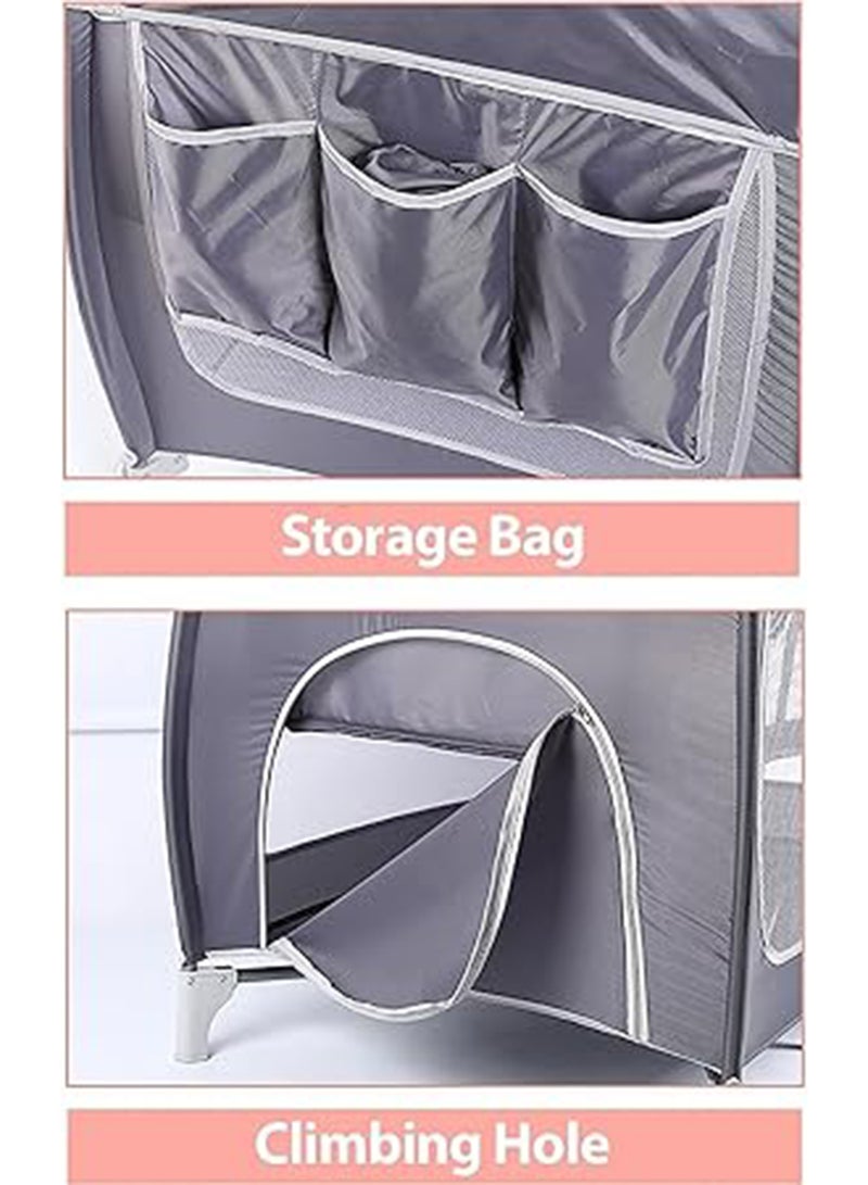 Foldable Baby Bed With Storage Bag, Wheels, Mosquito Net, Mattress, Arch Toy And Changing Table, 110 X 76 X 76 CM,  0 To 3 Years Old - Image 4