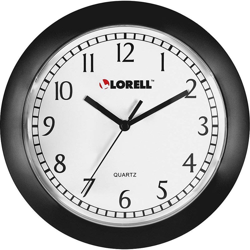 Lorell Wall Clock with Arabic Numerals 9Inch White DialBlack Frame