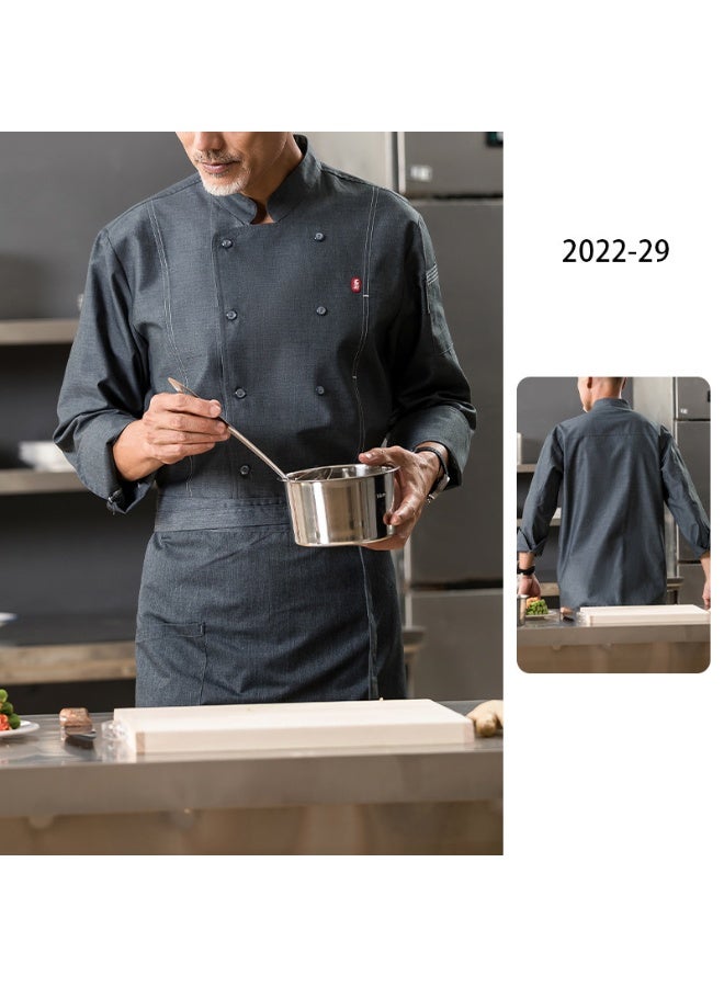 NIBEMINENT High-End  Chef Overalls Kitchen Kitchen Canteen Restaurant Restaurant Work Wear Men's and Women's Catering Autu  - Image 1