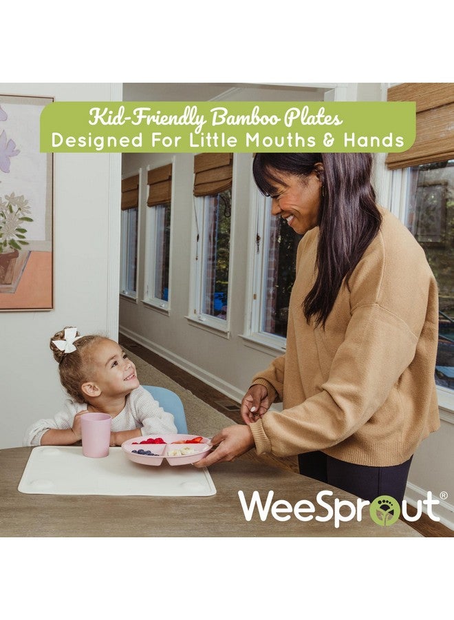 وي سبراوت أطباق الخيزران المقسمة من WeeSprout للأطفال، أطباق للأطفال مصنوعة من الخيزران الطبيعي الصالح للأكل، تصميم مقسم للأطفال الذين يتناولون الطعام بشكل انتقائي، أدوات مائدة قابلة لإعادة الاستخدام بحجم الأطفال، أدوات مائدة آمنة للغسل في غسالة الأطباق، مجموعة من 4 قطع - Image 4