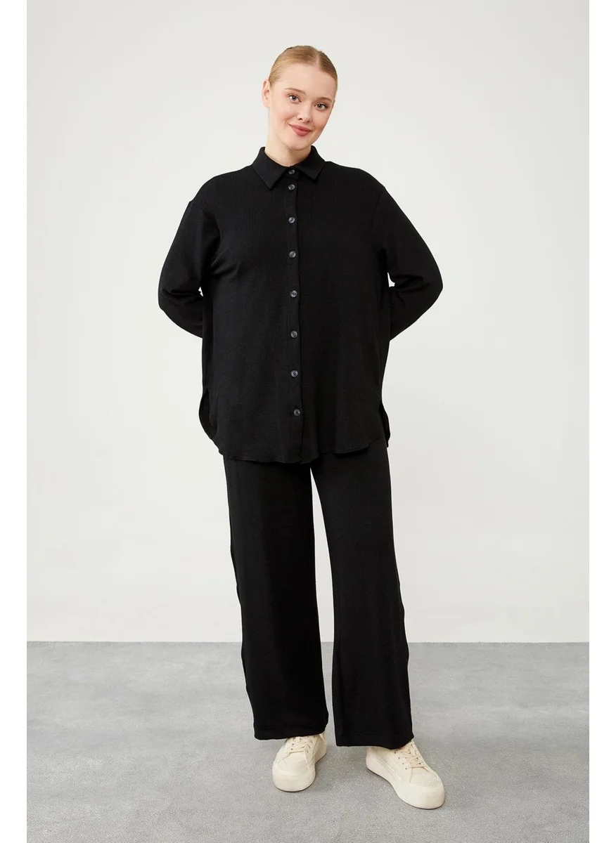 ليفيدور Black Button Closure Ribbed Sports Suit
