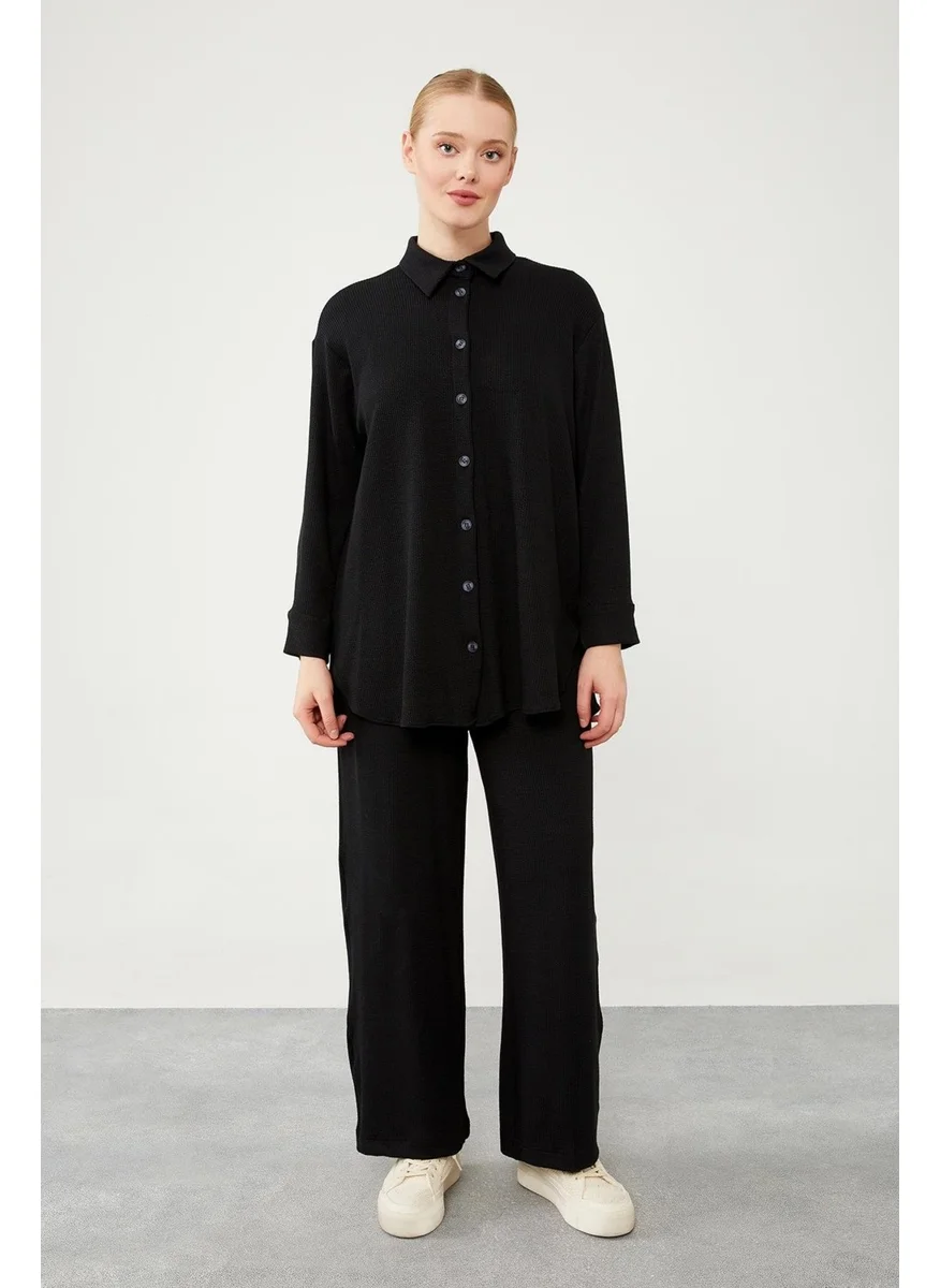 ليفيدور Black Button Closure Ribbed Sports Suit