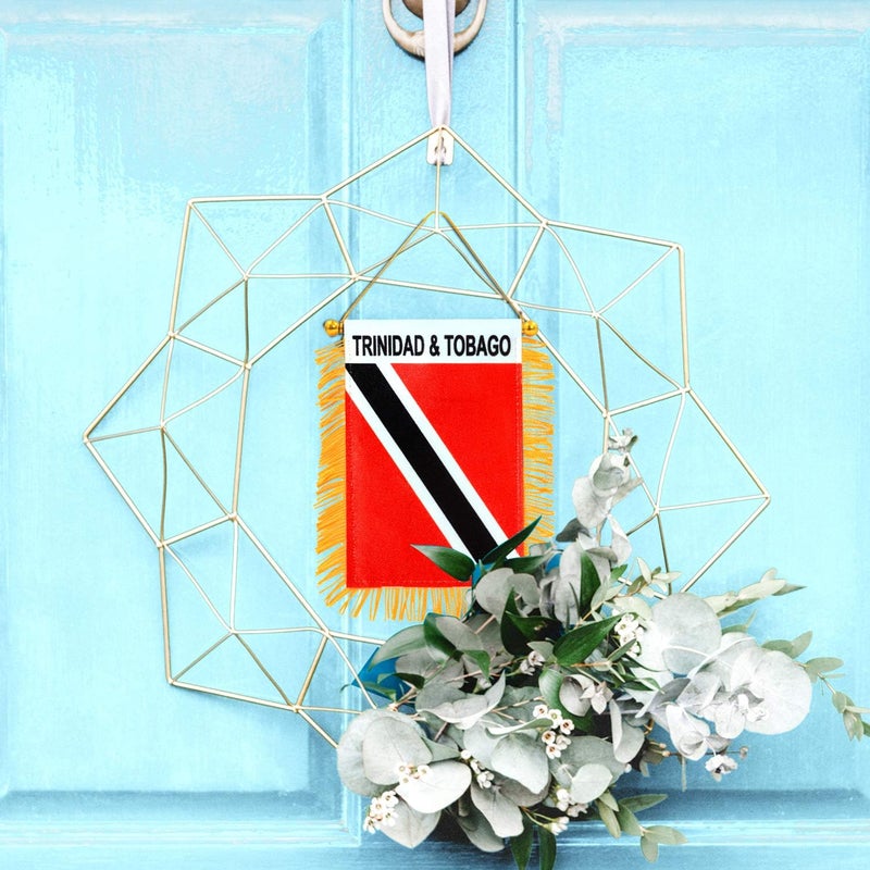 Anley 4 X 6 Inch Trinidad and Tobago Fringy Window Hanging Flag - Mini Flag Banner & Car Rearview Mirror Décor - Fringed & Double Sided - Trinidad and Tobagoans Hanging Flag with Suction Cup - Image 5