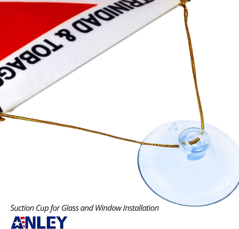 Anley 4 X 6 Inch Trinidad and Tobago Fringy Window Hanging Flag - Mini Flag Banner & Car Rearview Mirror Décor - Fringed & Double Sided - Trinidad and Tobagoans Hanging Flag with Suction Cup - Image 3
