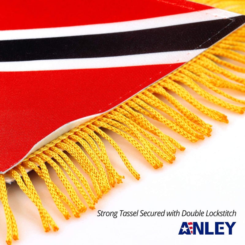 Anley 4 X 6 Inch Trinidad and Tobago Fringy Window Hanging Flag - Mini Flag Banner & Car Rearview Mirror Décor - Fringed & Double Sided - Trinidad and Tobagoans Hanging Flag with Suction Cup - Image 2