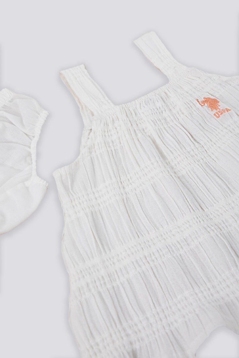 U.S. Polo Assn. Sensitive Pattern Cream Orange Baby Sleeveless Dress Panty Set - Image 2