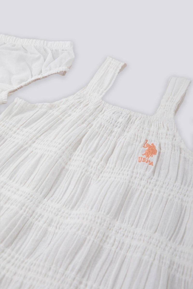 U.S. Polo Assn. Sensitive Pattern Cream Orange Baby Sleeveless Dress Panty Set - Image 3