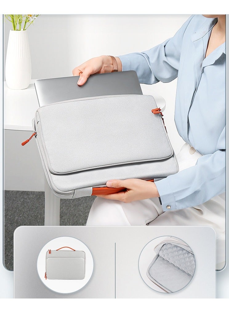 llano Laptop Bag Business Style Handbag Waterproof 360° Protective Cover Computer Multi Storage Bag Shockproof, Light Grey  - Image 2
