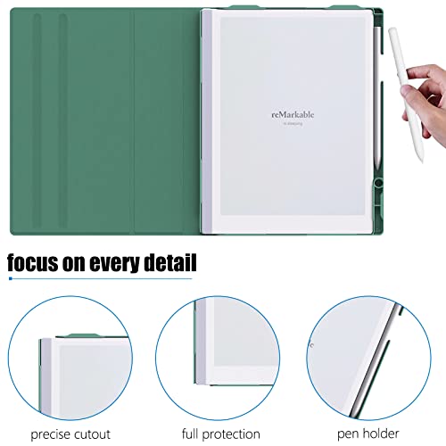 E NET-CASE ENET-CASE Case for Remarkable 2 Paper Tablet- Multi-Viewing Adjustable Folding Book Folio Cover - with Built-in Pen Holder - for 10.3" 2020 Released (Dark Green) - Image 5