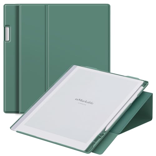 E NET-CASE ENET-CASE Case for Remarkable 2 Paper Tablet- Multi-Viewing Adjustable Folding Book Folio Cover - with Built-in Pen Holder - for 10.3" 2020 Released (Dark Green) - Image 1