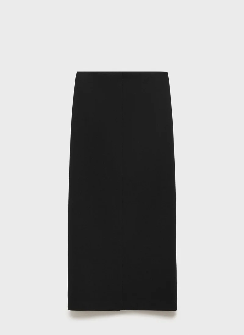 MANGO Hemp Blend Stretch Straight Skirt