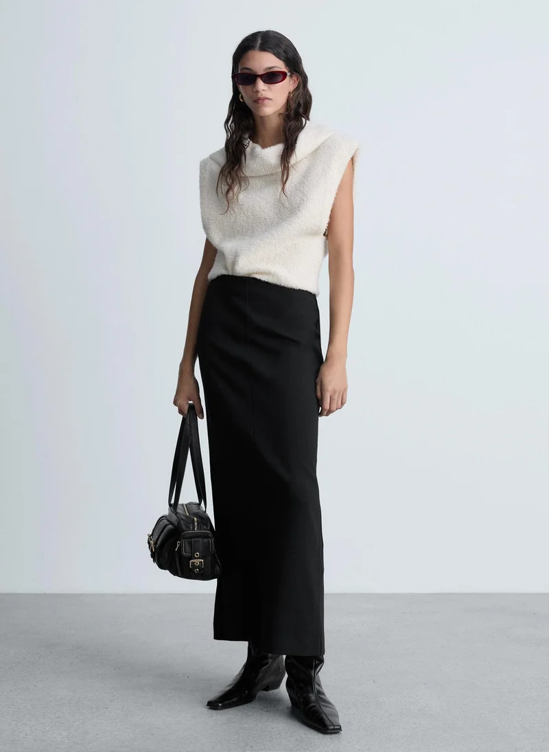 MANGO Hemp Blend Stretch Straight Skirt