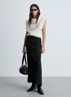 MANGO Hemp Blend Stretch Straight Skirt  - Image 4