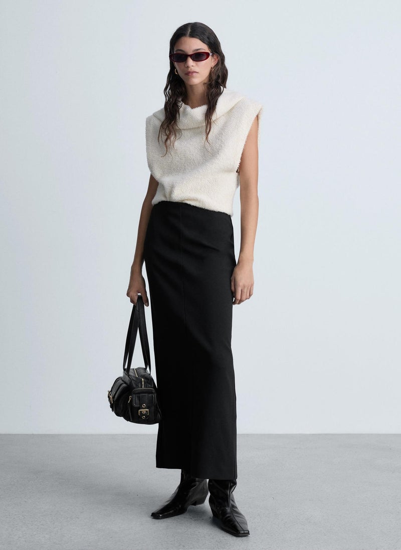 MANGO Hemp Blend Stretch Straight Skirt  - Image 4
