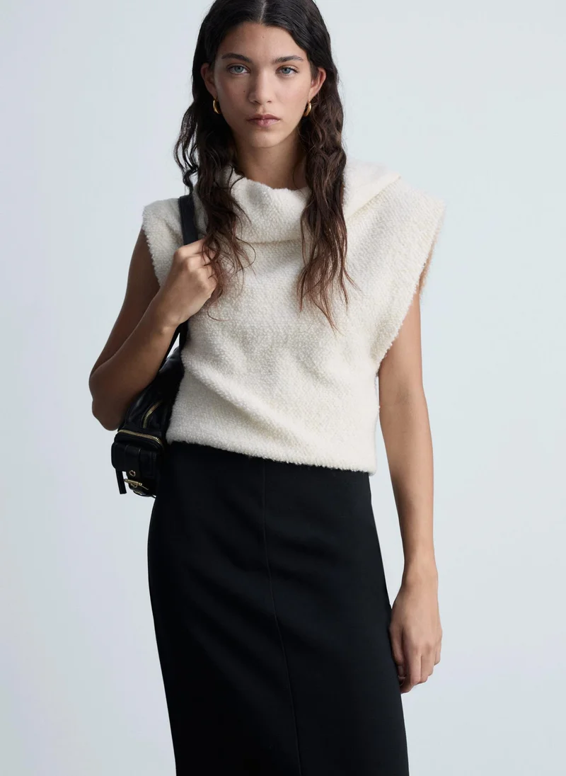 MANGO Hemp Blend Stretch Straight Skirt