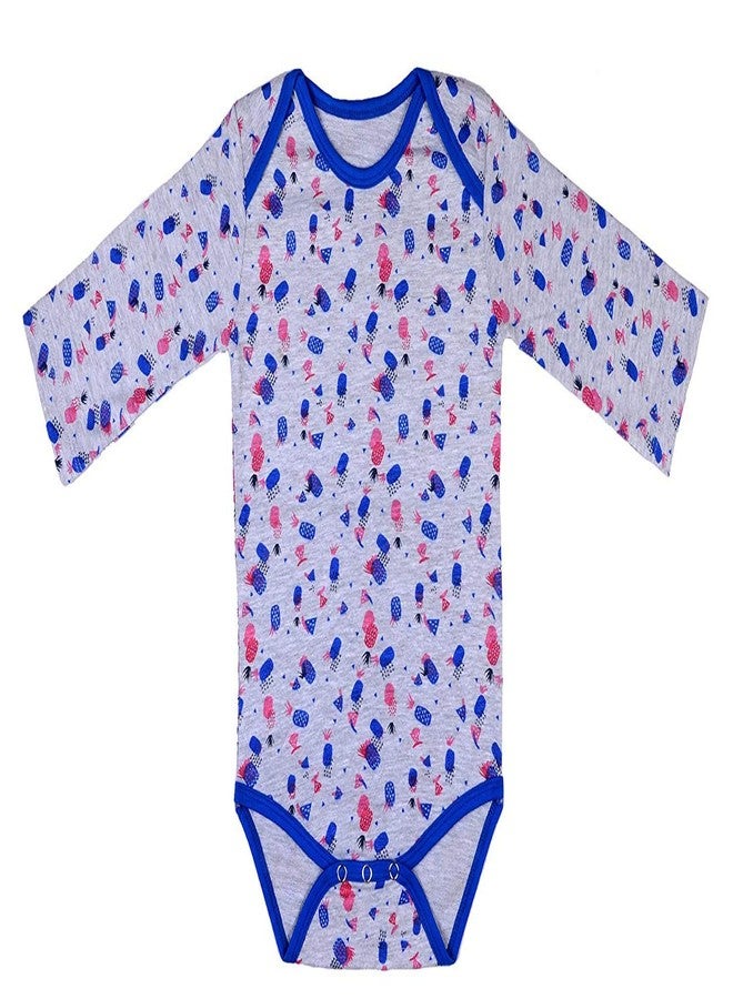 Sofie & Sam Premium Cotton 1 Pc Baby Romper Full Sleeves (3-6) Months - Pinapple/Blue - Image 1