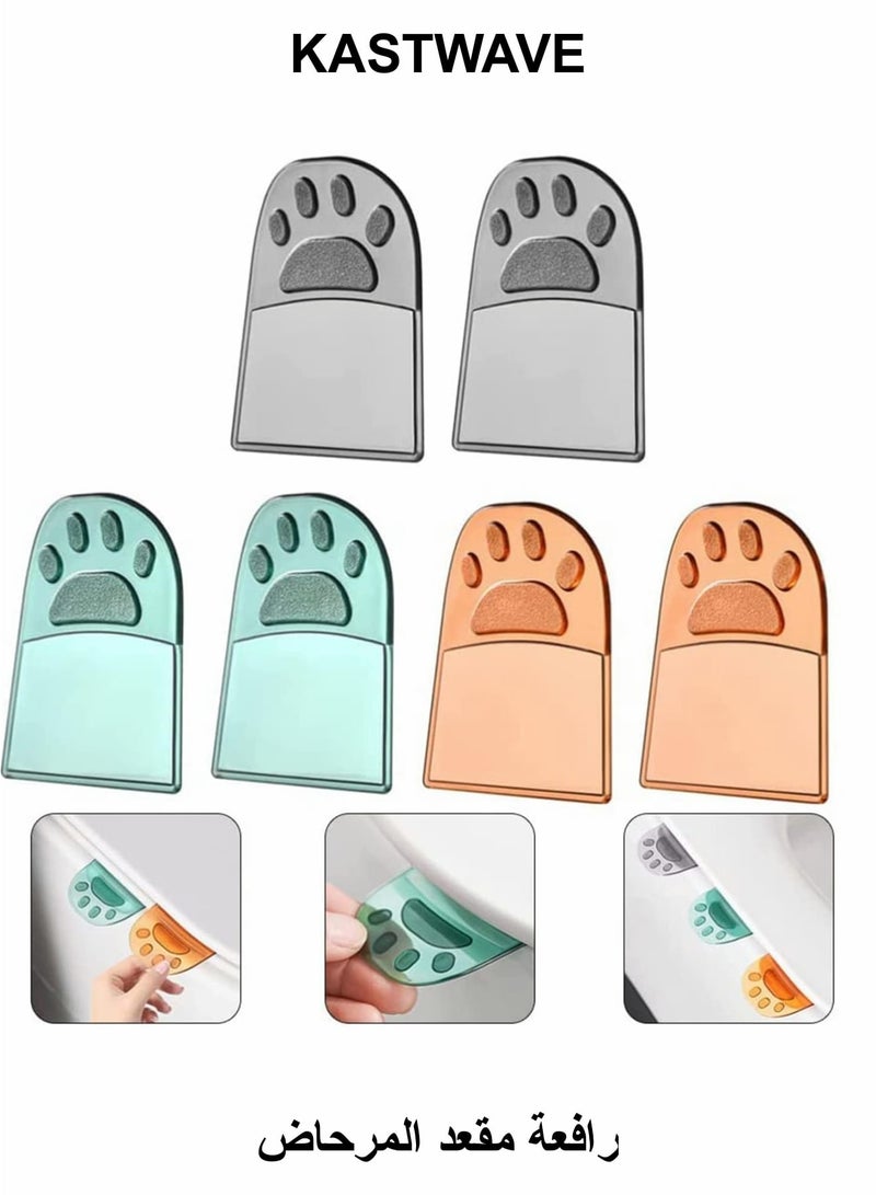 KASTWAVE Toilet Cover Lifter, 6 Pcs Cat Paw Toilet Seat Lifter Plastic Toilet Lid Lifters Avoid Touching Self adhesive Hygiene for Office, Hotel and Home - Image 1