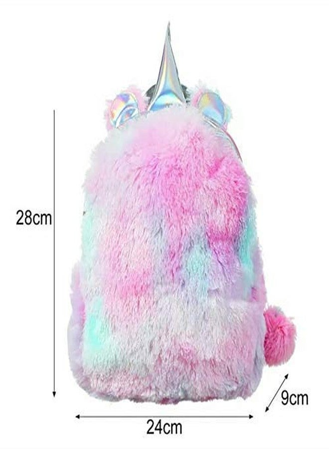 Trusmile Cute Fur Unicorn Backpack Bag School Bag for Girls (Multioclor) - Image 2
