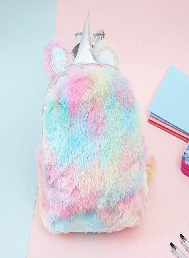 Trusmile Cute Fur Unicorn Backpack Bag School Bag for Girls (Multioclor) - Image 5