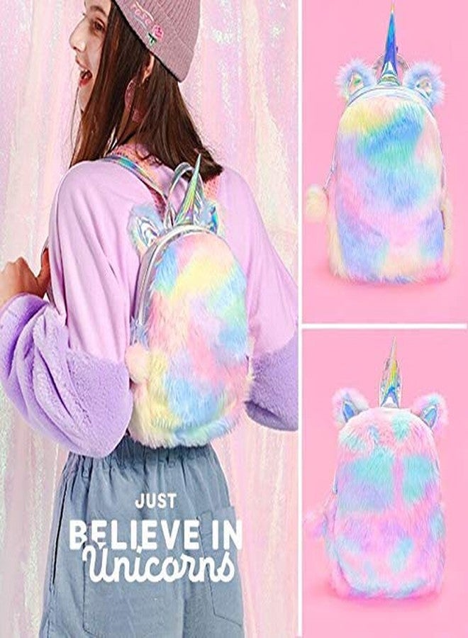 Trusmile Cute Fur Unicorn Backpack Bag School Bag for Girls (Multioclor) - Image 4