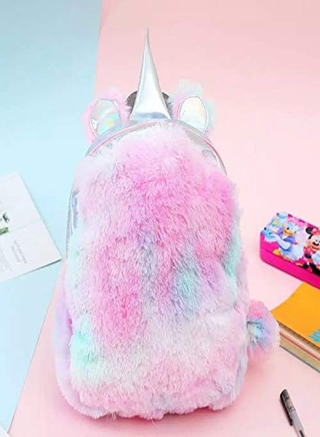 Trusmile Cute Fur Unicorn Backpack Bag School Bag for Girls (Multioclor) - Image 3